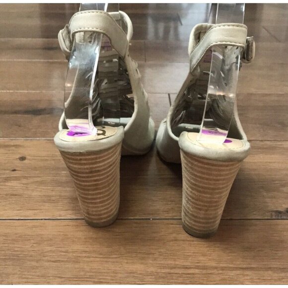 Sam Edelman Sandals Women's Shoes Sz 8.5  Holly Sandal Suede Block Heel Peep Toe - Picture 4 of 5